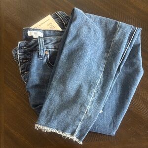 Nordstrom Blue Ankle Cropped Jeans with Distressed Hem